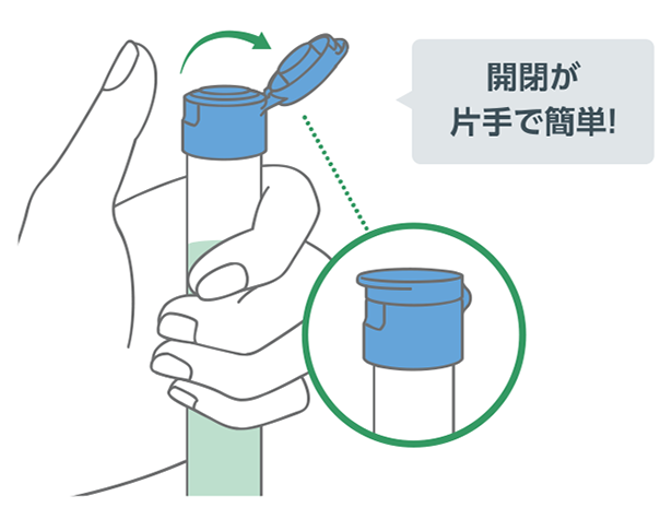蓋は片手で開け閉めできるワンタッチタイプ