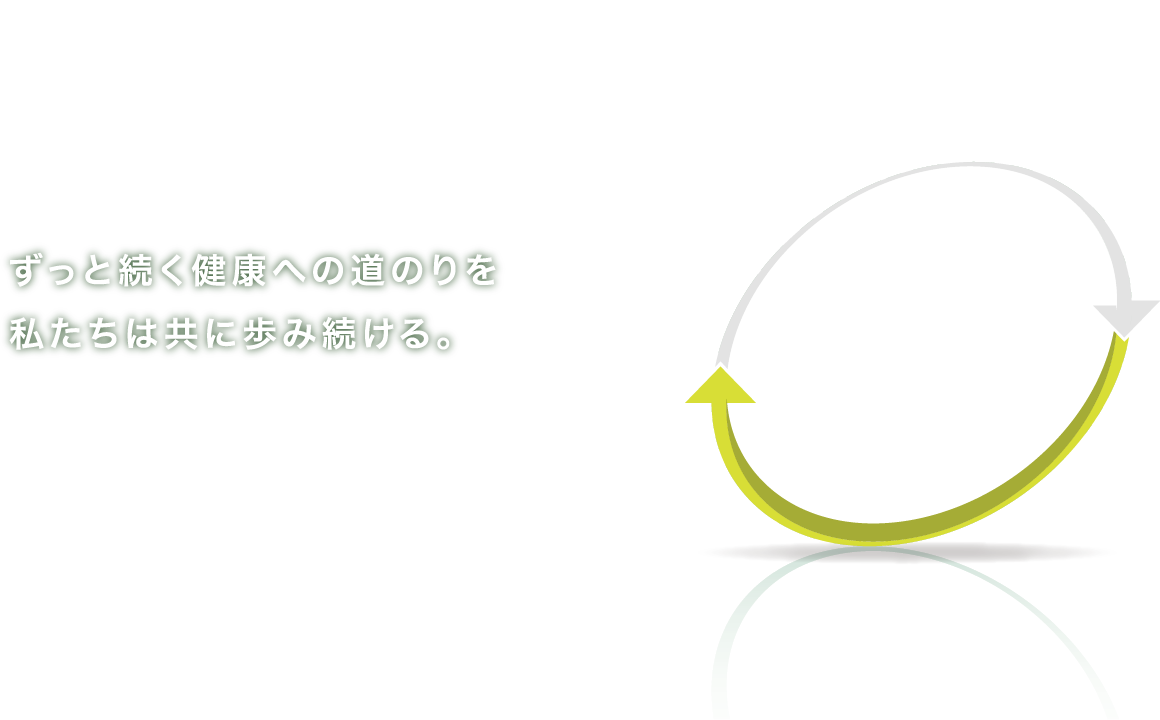 ずっと続く健康への道のりを私たちは共に歩み続ける。